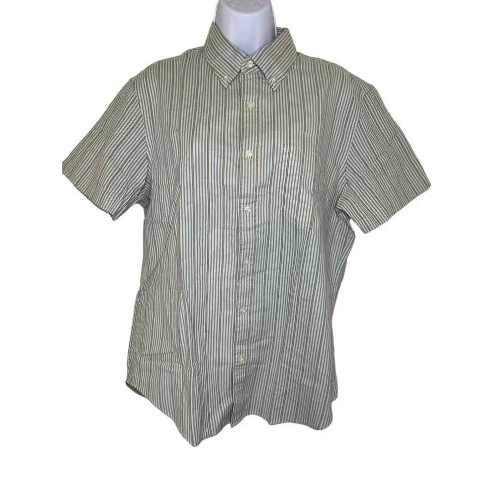 J. Crew Broken in Oxford Blue Striped Casual Shirt Classic fit Preppy 80's